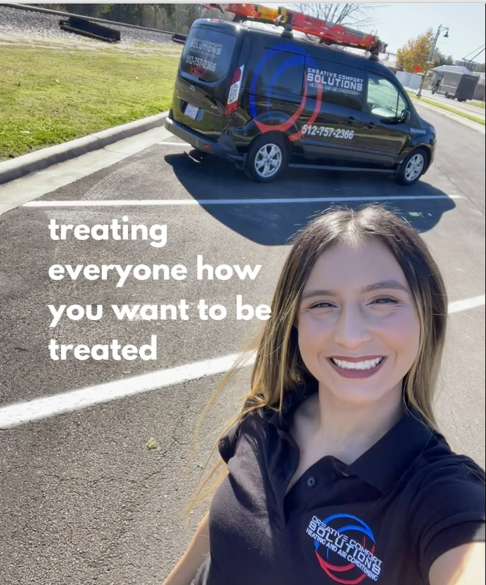 Alicia with the service van: treating everyone how you want to be treated
