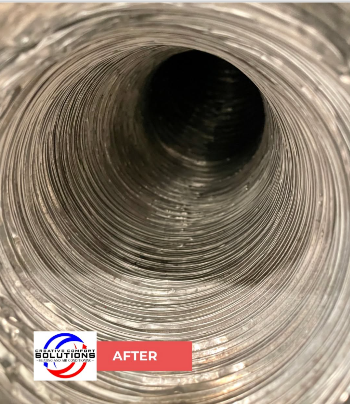 The same dryer vent after cleaning by Creative Comfort Solutions