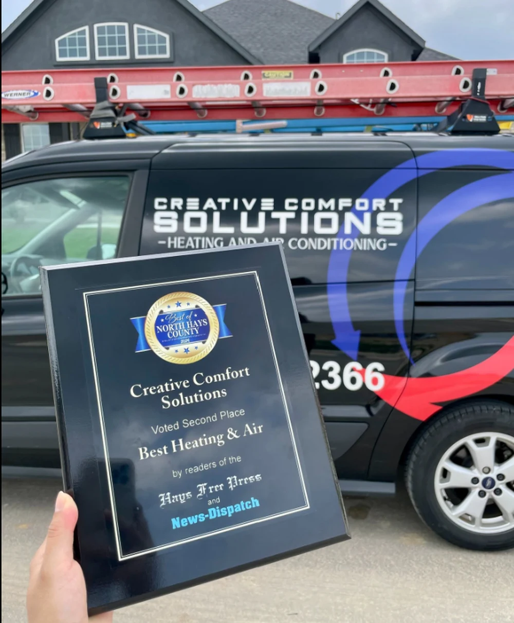 Best of North Hays County award plaque, voted second place for Best Heating and Air
